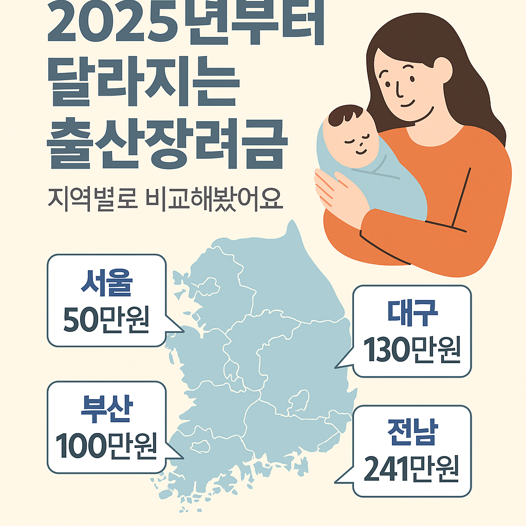2025 출산장려금 지역별 비교 인포그래픽
