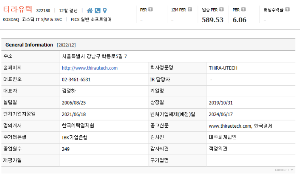 티라유텍 기업개요