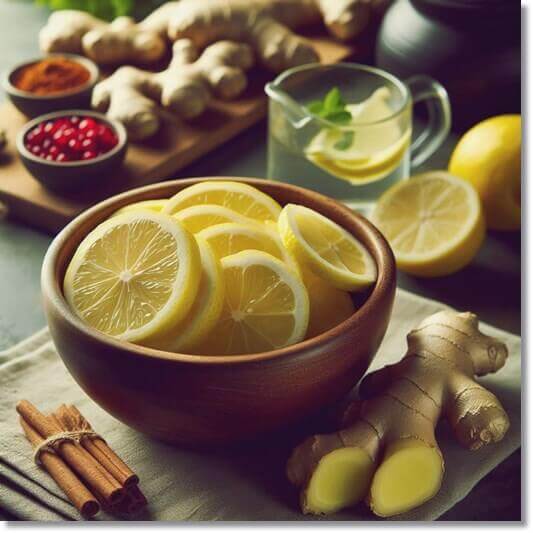 생강 레몬차 재료 및 영양소