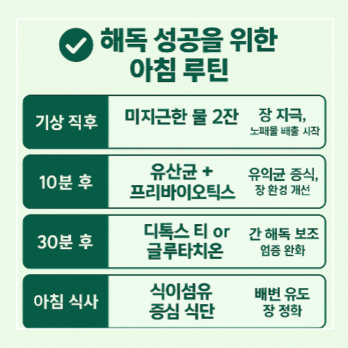 해독 성공 아침 루틴 인포그래픽 이미지
