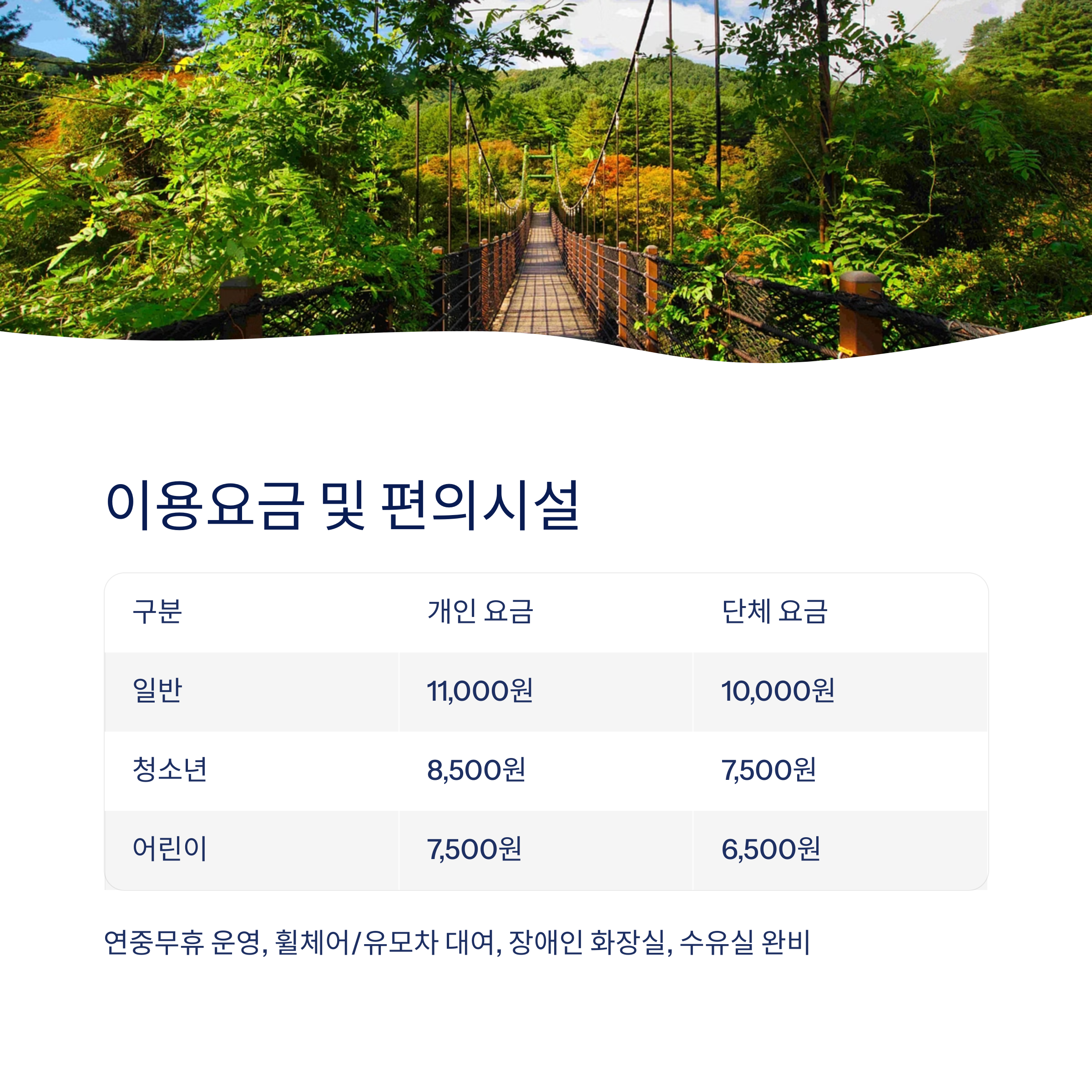 이용요금 및 편의시설