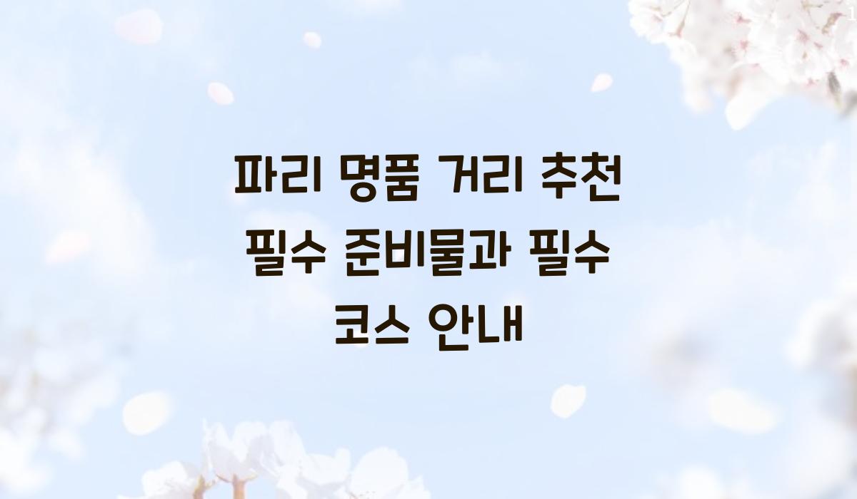 파리 명품 거리 추천 필수 준비물