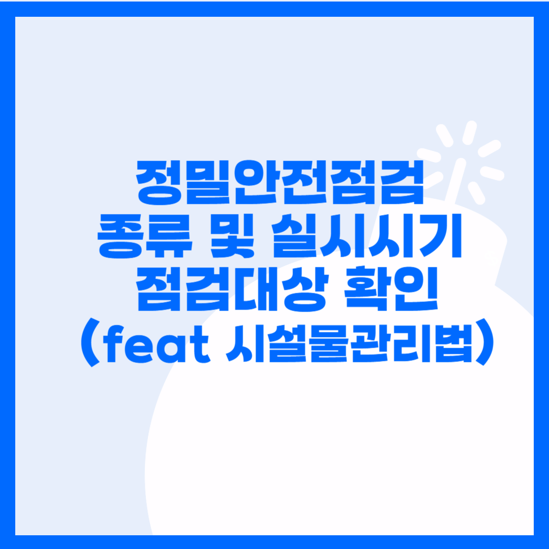  시설물 안전점검의 종류 및 실시시기 정리. 안전점검 실시 주체는 누구인가?