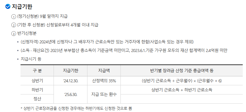 2025 근로장려금 자격 재산 조건 계산 방법