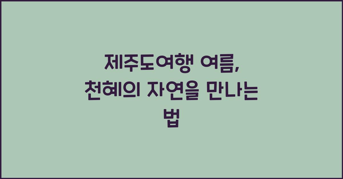 제주도여행 여름