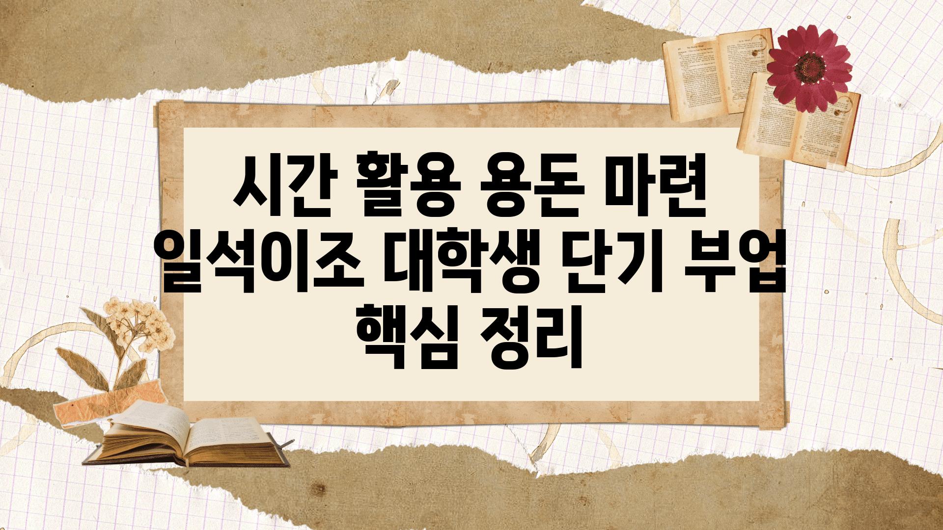 시간 활용 용돈 마련 일석이조 대학생 단기 부업 핵심 정리