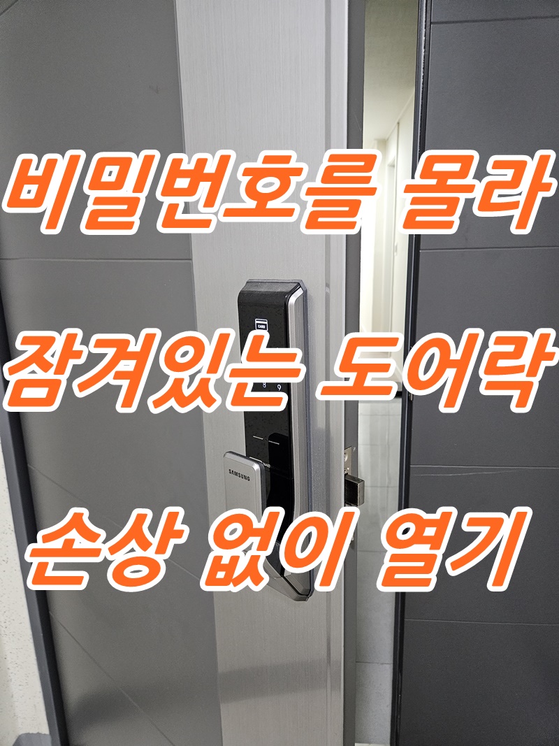 비밀번호를 몰라서 잠겨있는 삼성 푸시풀 도어락 번호키 shs-p 710 전자키 파손하지 않고 손상 없이 열었어요