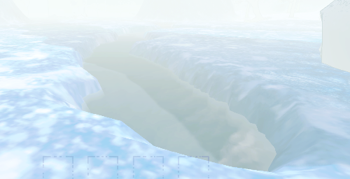 빙판에 있는 물 구덩이