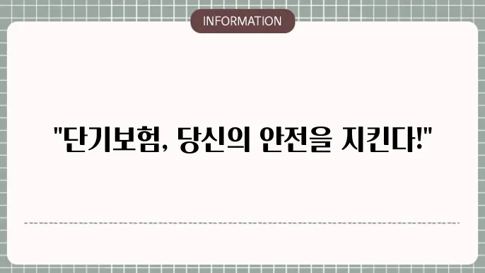 자동차 종합보험 단기가입 단기간 필요한 운전자의 필수