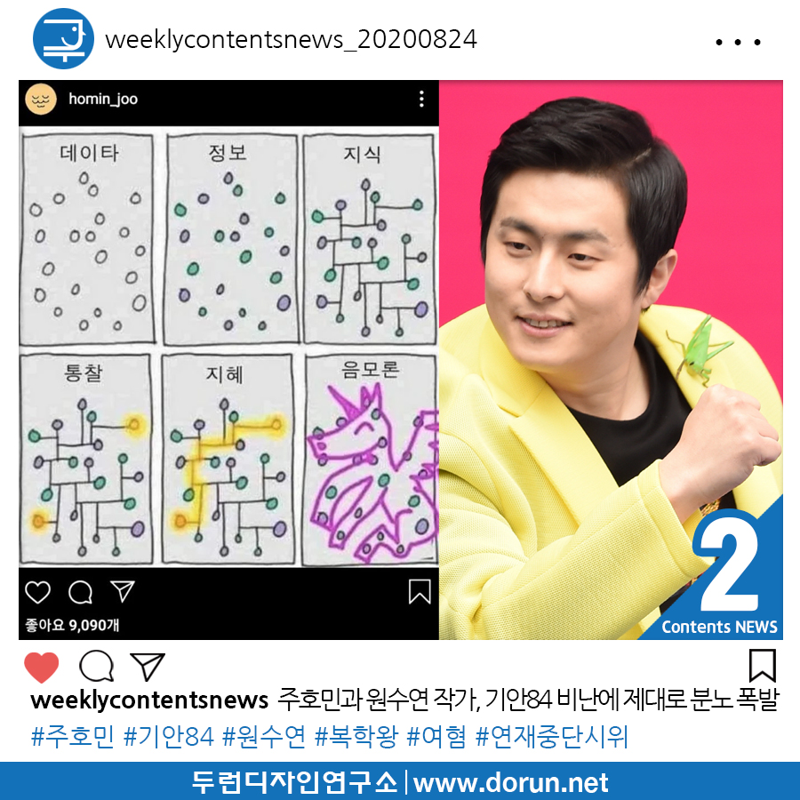  2020년 8월 4주차 콘텐츠 카드뉴스#2-주호민과 원수연 작가, 기안84 비난에 제대로 분노 폭발
