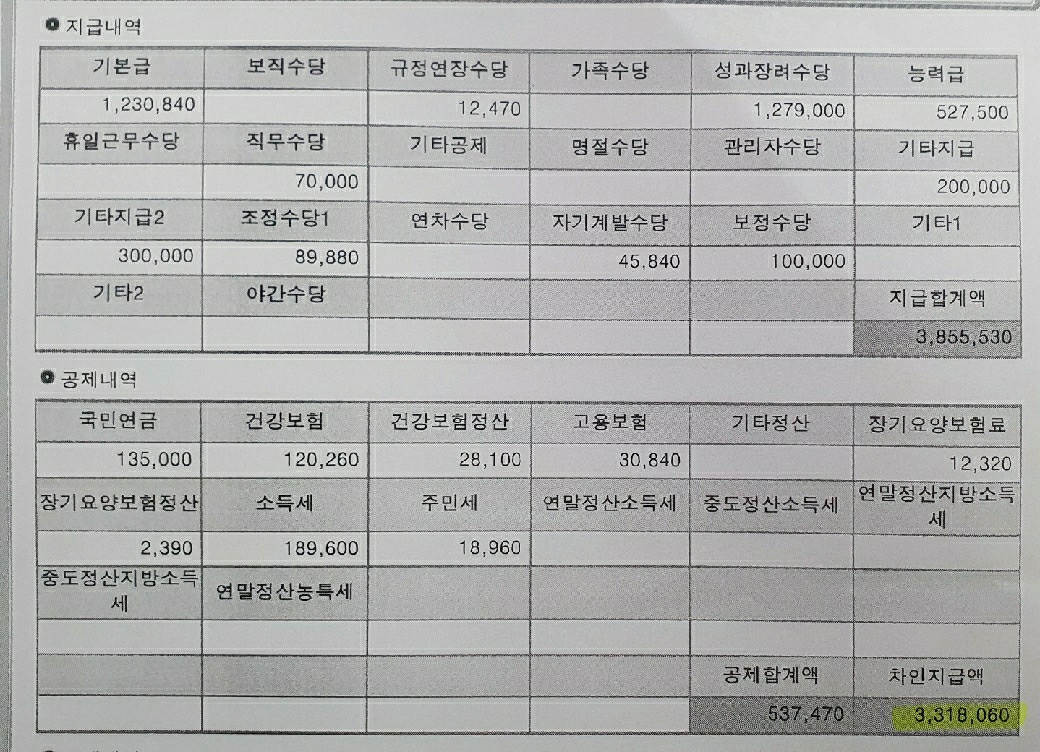  물리치료사 연봉 6년차 실수령 공개