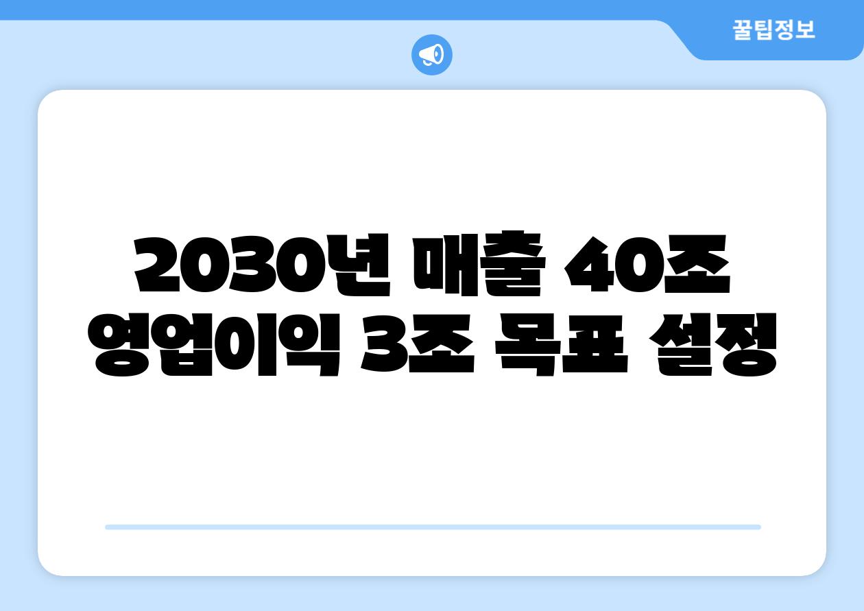 2030년 매출 40조 영업이익 3조 목표 설정