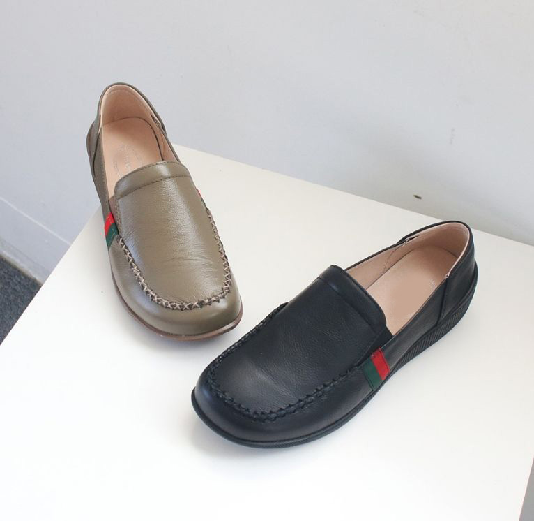  소가죽 더블라인 콤비 3.5cm 로퍼