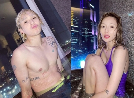  던, 상의 벗고 슬림 몸매 깜짝공개!! 현아랑 놀러갔나? [사진]