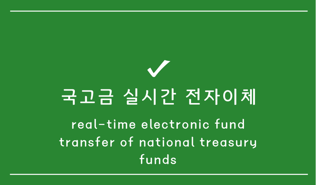 국고금 실시간 전자이체(real-time electronic fund transfer of national treasury funds)