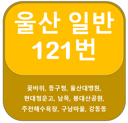  울산 121번 버스 노선 정보(꽃바위, 동구청, 남목,강동동)