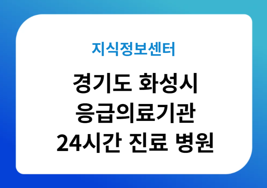 경기도 화성시 야간 휴일 진료 의료기관 병원 (24시간 응급실, 일요일 진료)