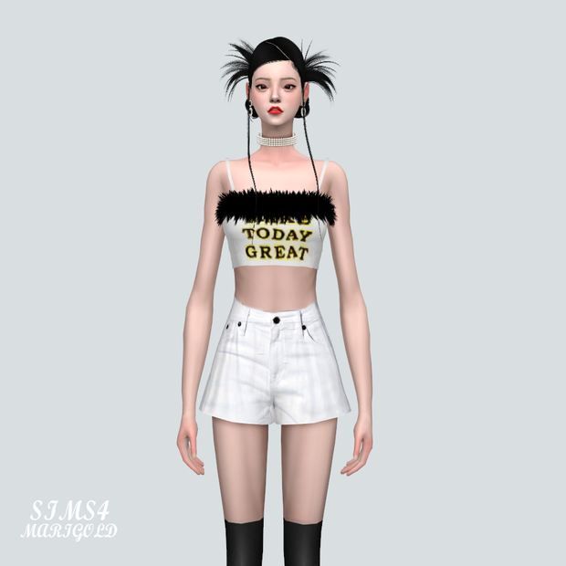 [Sims4 CC] 07 Fur Crop Top_07 퍼 크롭 탑_여자 의상