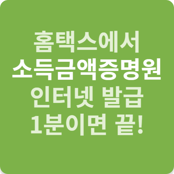 홈택스에서 소득금액증명원 인터넷 발급 1분이면 끝!