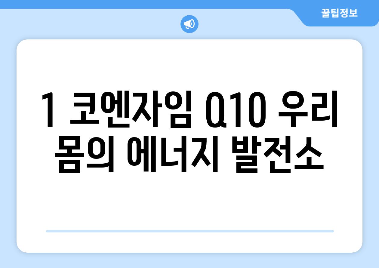 1. 코엔자임 Q10, 우리 몸의 에너지 발전소