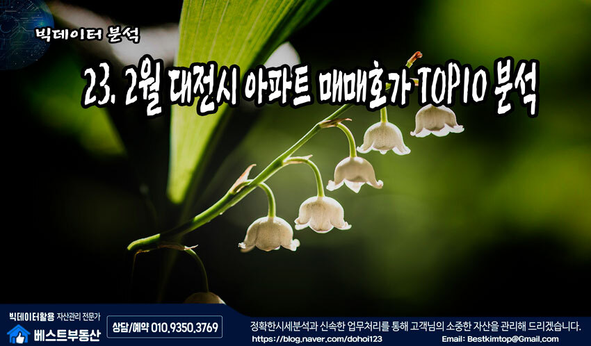  23.2월 대전시(대덕/유성) 아파트 매매호가 TOP10 분석 !!!