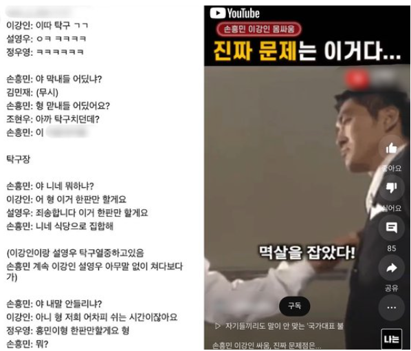 한국 축구 국가대표팀 선수 간 있었던 갈등에 상상과 해석을 덧붙인 글과 영상이 인스타그램·유튜브 등 소셜미디어(SNS)에 공유되고 있다.