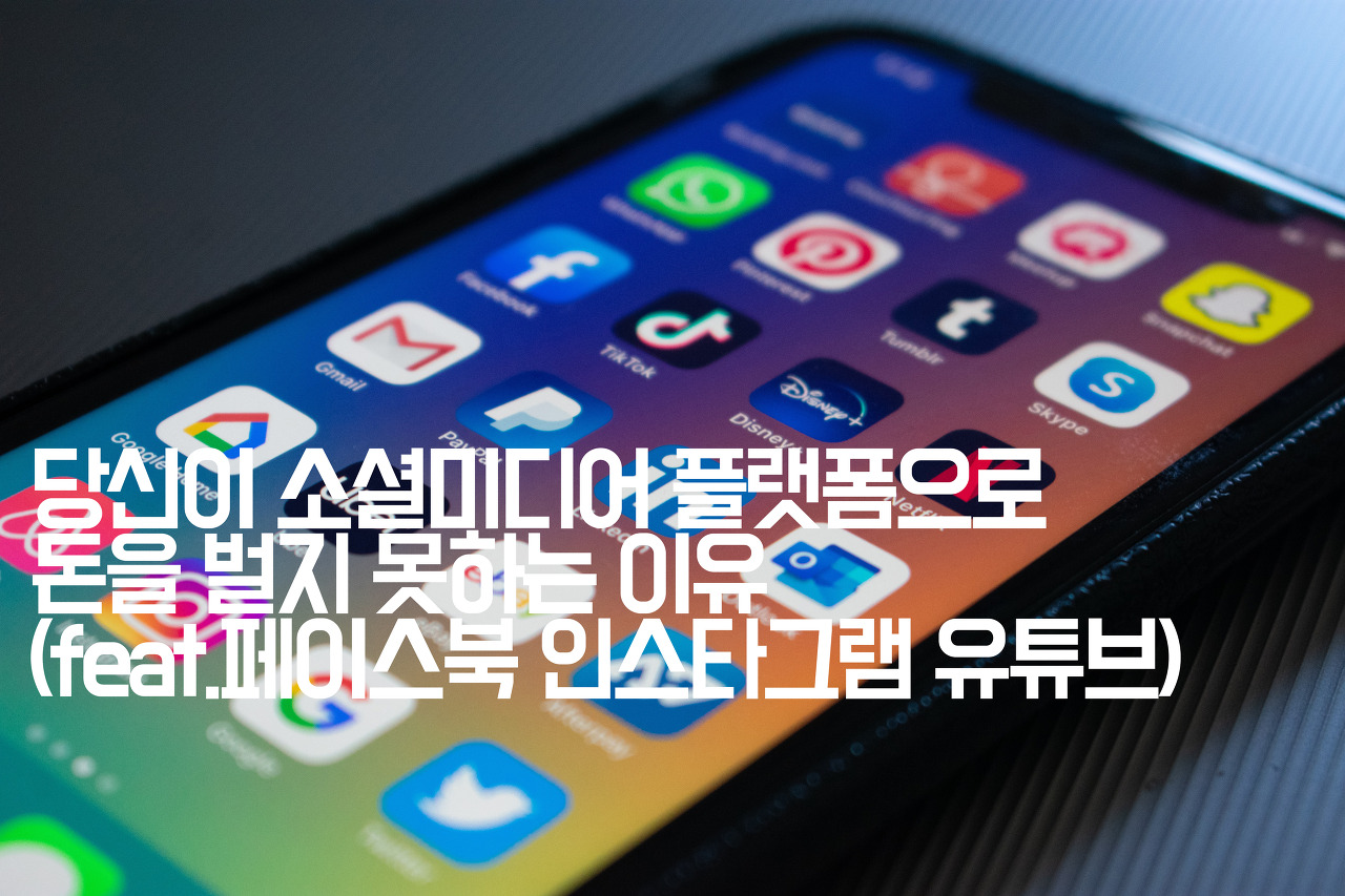  [부자습관] 당신이 소셜미디어 플랫폼으로 돈을 벌지 못하는 이유(feat.페이스북 인스타그램 유튜브)