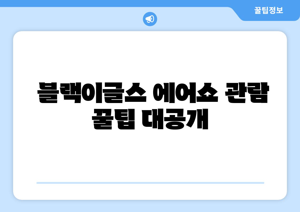  블랙이글스 에어쇼 관람 꿀팁 대공개