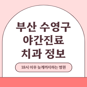 부산 수영구 야간진료 치과 병원 (18시 이후 늦게까지하는 병원)