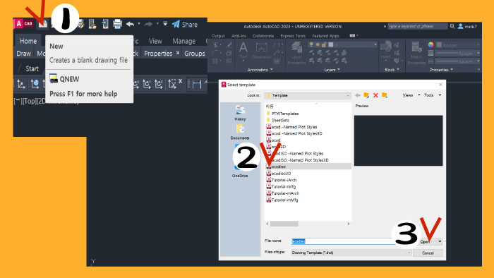 오토캐드 새파일 열기