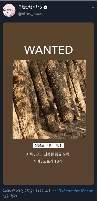  국립산림과학원에서 도둑질 한 절도범
