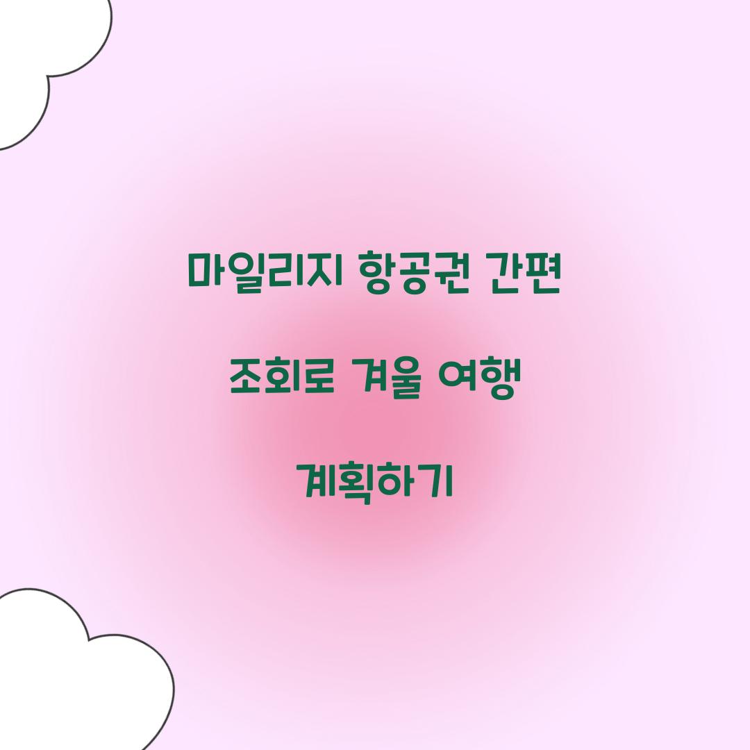 마일리지 항공권 간편 조회