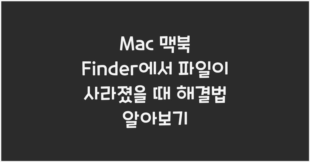Mac 맥북 Finder에서 파일이 사라졌을 때 해결법