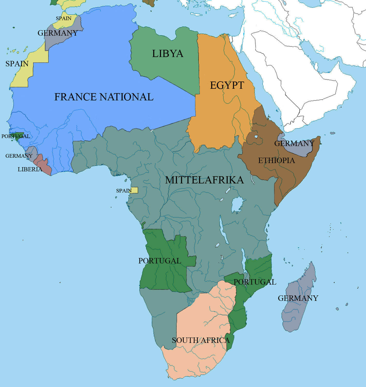 포르투갈령 식민지를 제외한 미틀아프리카