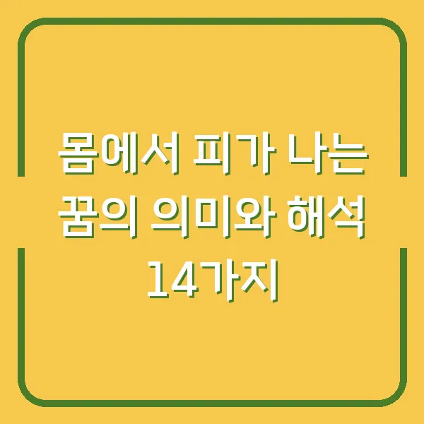 몸에서 피가 나는 꿈의 의미와 해석 14가지