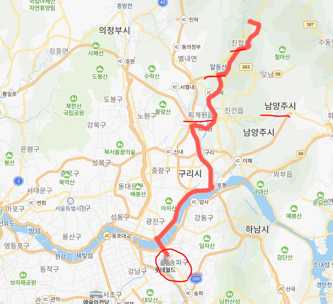  [남양주] 8012번버스 노선 시간표 : 광릉내, 경복대, 잠실광역환승센터