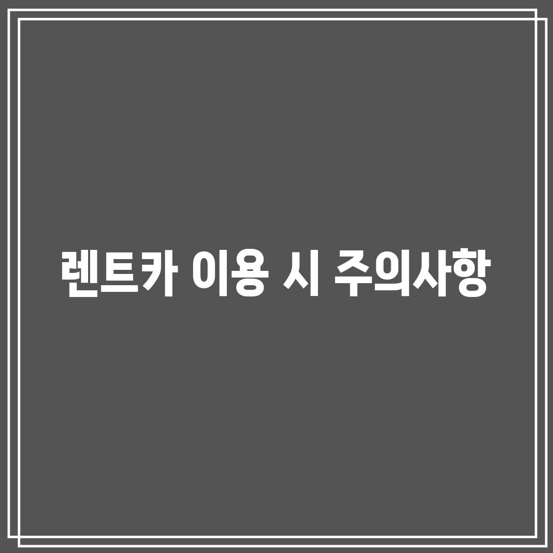 렌트카 이용 시 주의사항