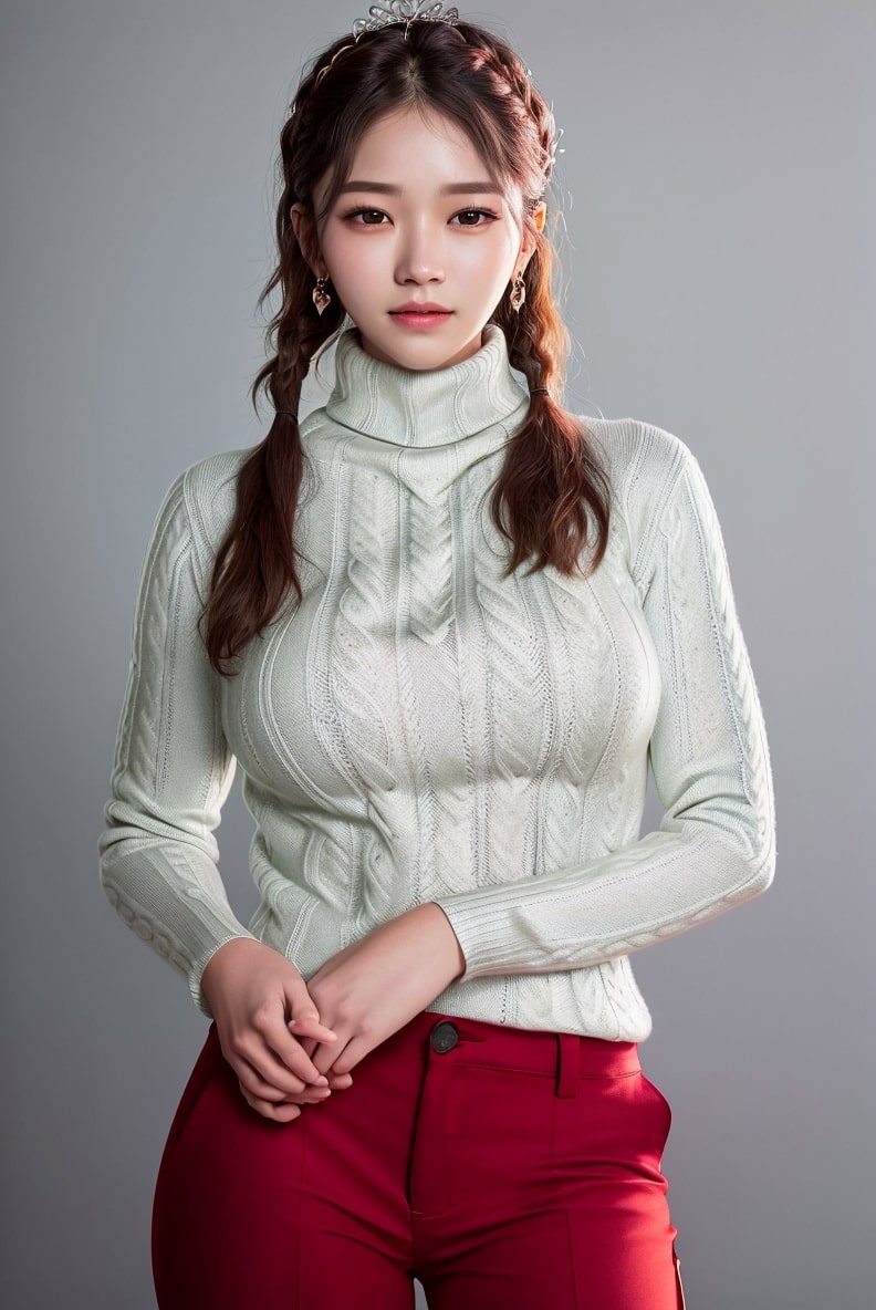  AI가 그린 터틀넥 입은 여자 그림 20장