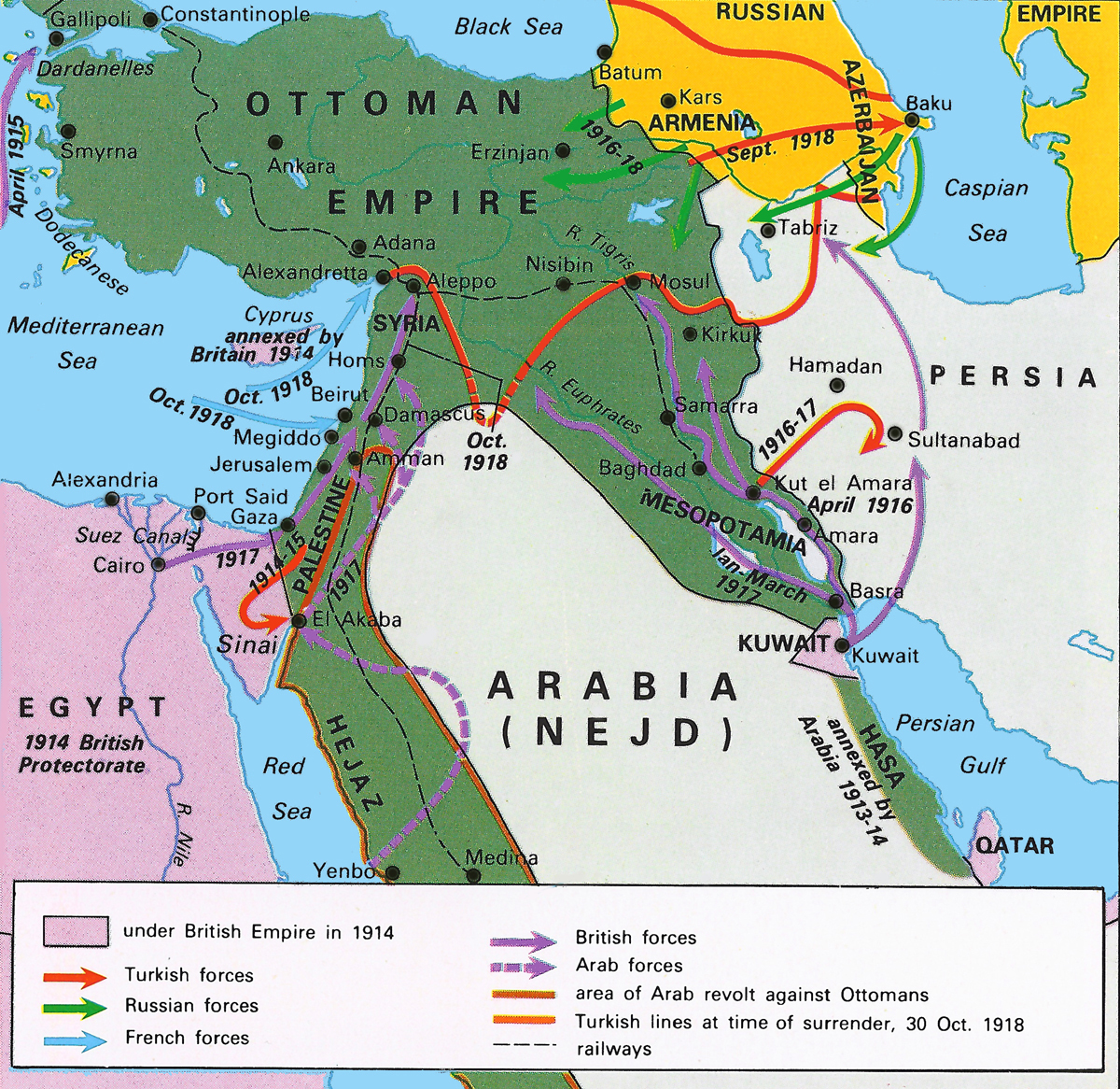 제1차 세계대전 중동 전구 지도