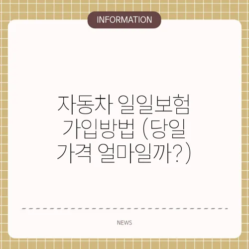 자동차 일일보험 가입방법 (당일 가격 얼마일까?)