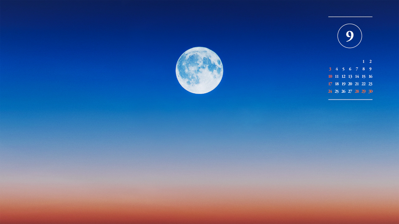 10 보름달과 노을 A - 2023년9월 달력배경화면