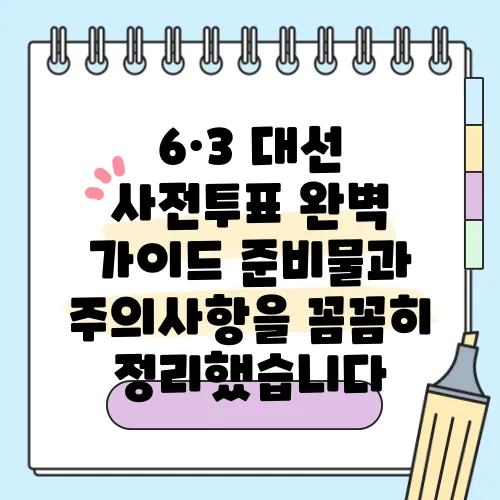 6·3 대선 사전투표 완벽 가이드 준비물과 주의사항을 꼼꼼히 정리했습니다