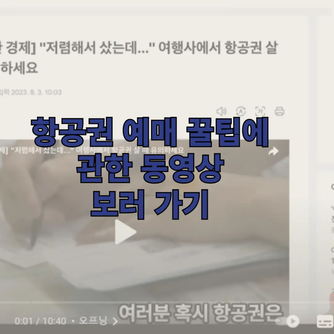 스카이스캐너 등 항공권 예매에 관한 동영상 보러 가기 링크 사진