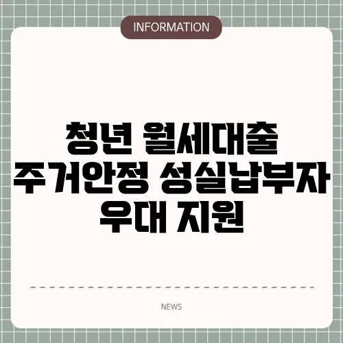 청년 월세대출 주거안정 성실납부자 우대 지원