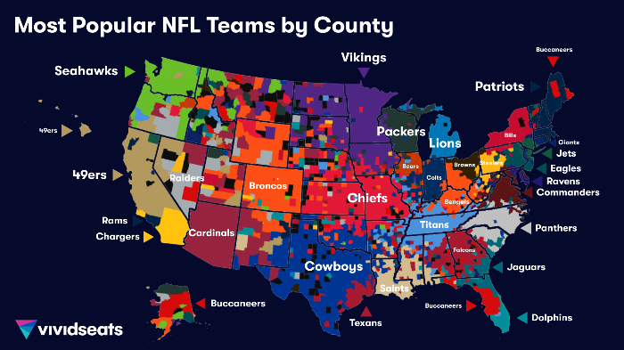 NFL: 최고인기 풋볼팀 (source: www.vividseats.com/)