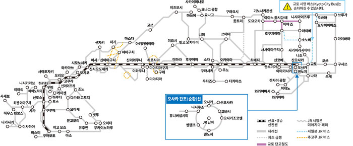 JR서일본에서-발행하는-산요산인-북큐슈패스의-사용-가능한-범위를-표시한-지도