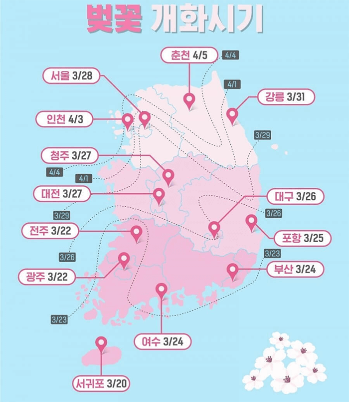  2023 지역별 벚꽃 개화시기 벚꽃 명소