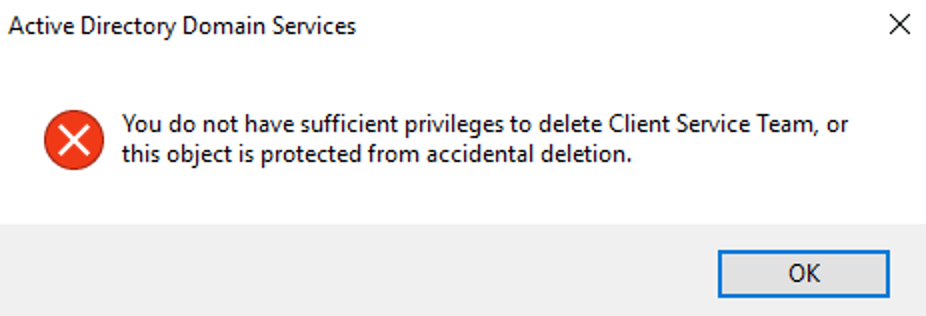 you do not have sufficient privileges to delete or this project or this object is protected from accidental delection