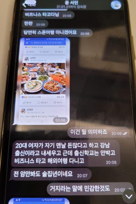  윤서인, BJ감동란 틀어진 이야기, 보수성향 사람들, 윤서인 감동란 앞에서는 친한 척 가스라이팅, 뒤에서는 루머 생산 유포 정황, 술집 여자, 허언증, 의사 사칭, 스폰서
