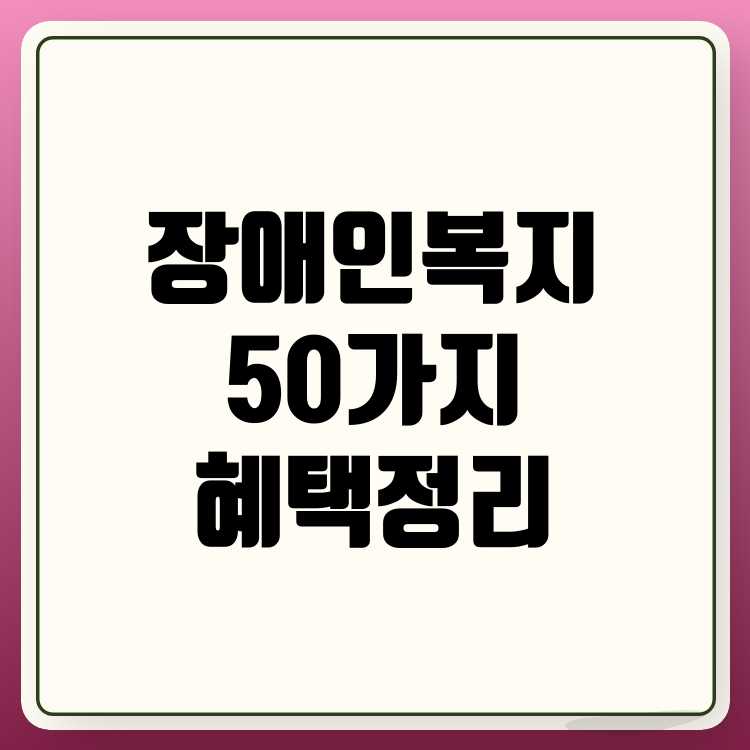중증·경증 장애인을 위한 다양한 복지 혜택 50가지 소개